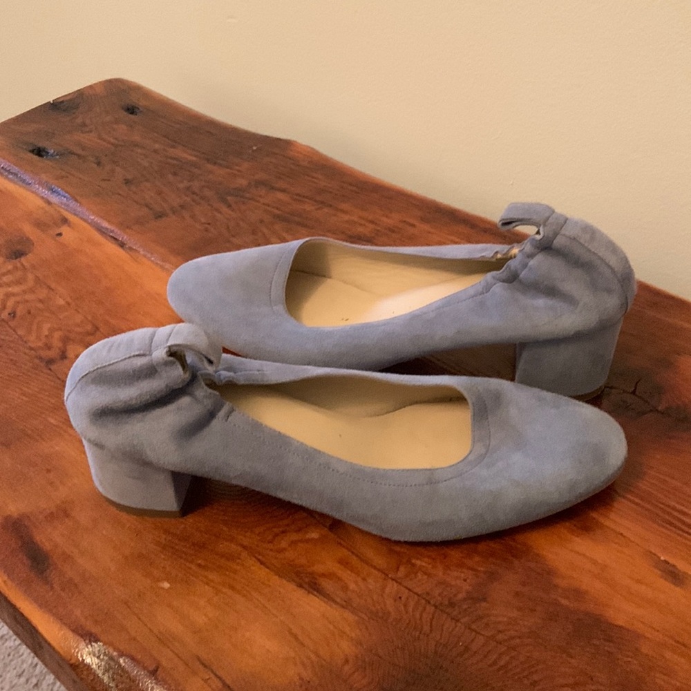 Everlane blue suede heels size 8.5